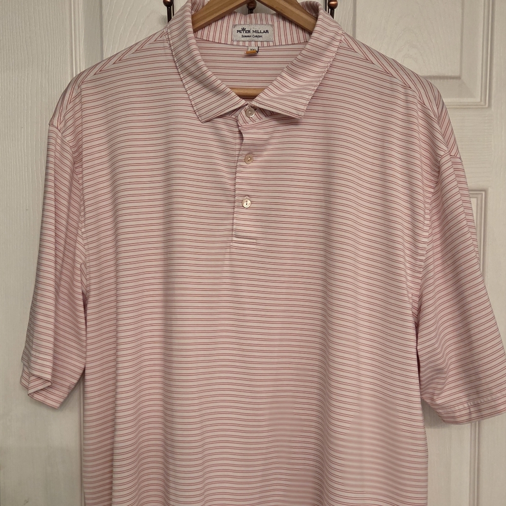 Peter Millar Pink & White Polo Shirt